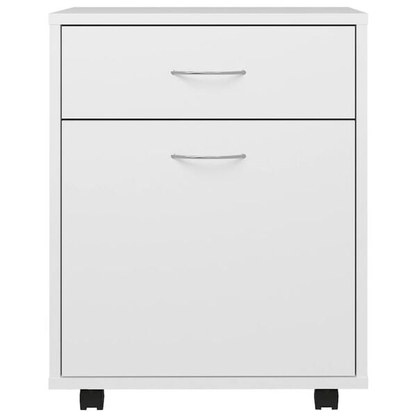 vidaXL Omarica na kolesih bela 45x38x54 cm iverna plo&scaron;ča