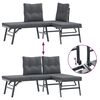 vidaXL Vrtne klopi z blazinami 3 kosi črno prašno lakirano jeklo