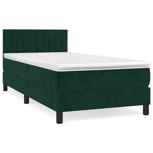 vidaXL Box spring postelja z vzmetnico temno zelena 80x200 cm žamet