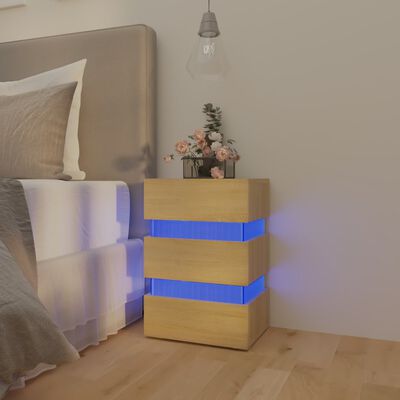 vidaXL LED nočna omarica sonoma hrast 45x35x67 cm inženirski les