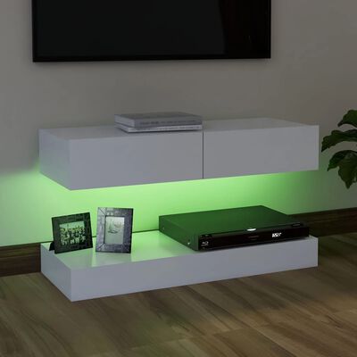 vidaXL TV omarica z LED lučkami bela 90x35 cm