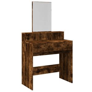vidaXL Toaletna mizica z ogledalom dimljen hrast 80x41x144,5 cm