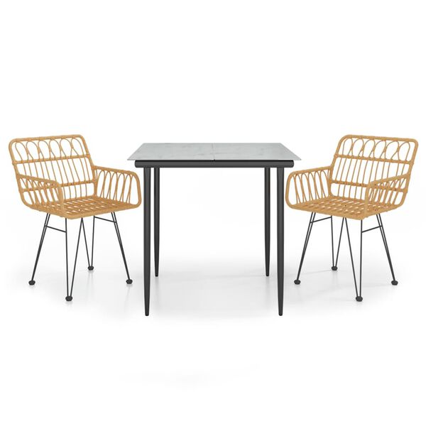 vidaXL Vrtna jedilna garnitura 3-delna poli ratan