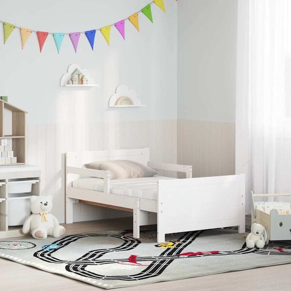 vidaXL Konstrukcija postelje Bela 80 x 200 cm Masivno borovo les