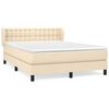 vidaXL Box spring postelja z vzmetnico krem 140x190 cm blago