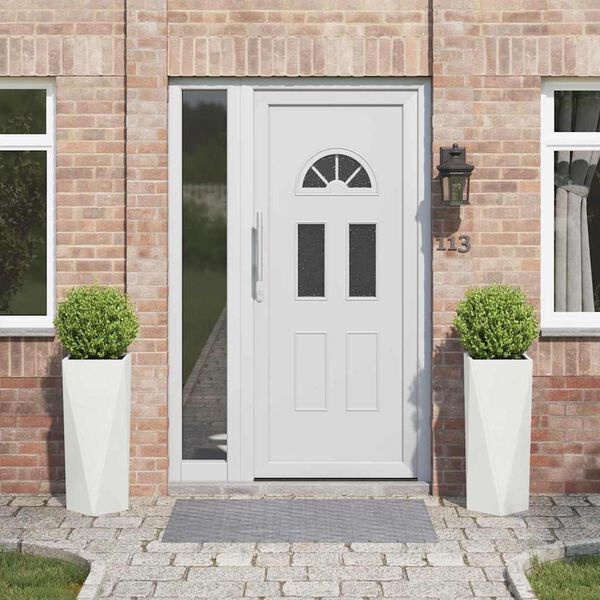 vidaXL Cvetlično korito 2 pcs Bela 30 x 30 x 75 cm Jeklo