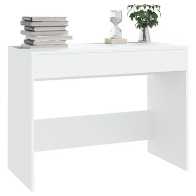 vidaXL Pisalna miza bela 101x50x76 cm iverna plošča