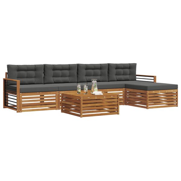 vidaXL Zunanja garnitura za sedenje 6 pcs Naravna in antracitna