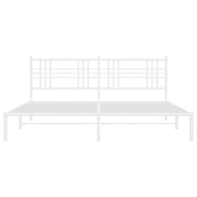 vidaXL Kovinski posteljni okvir z vzglavjem bel 200x200 cm