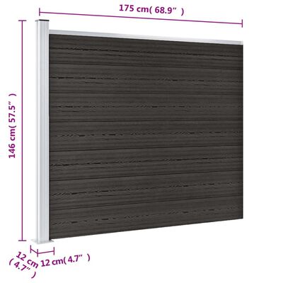 vidaXL Ograjni panel WPC 175x146 cm siv