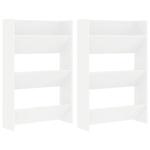 vidaXL Stenska omara za čevlje 2 kosa bela 60x18x90 cm iverna plo&scaron;ča