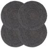 vidaXL Pogrinjki 4 kosi temno sivi 38 cm okrogli iz jute