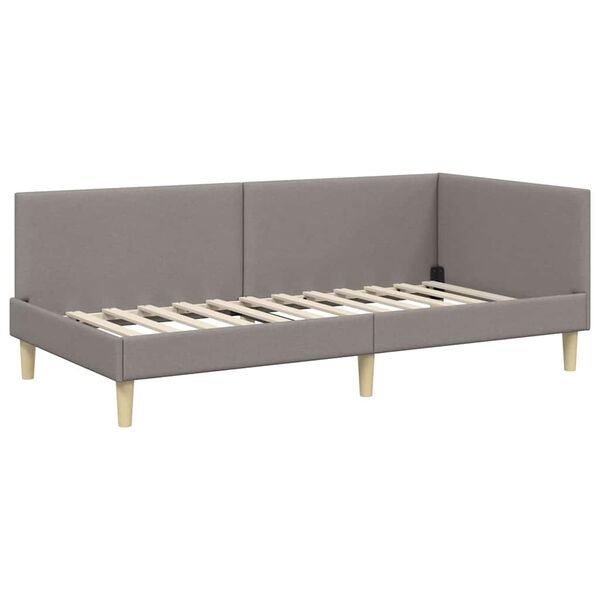 vidaXL Kotna postelja z vzglavjem Taupe 90 cm x 190 cm Žamet