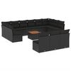 vidaXL Vrtna sedežna garnitura 14-delna z blazinami črn poli ratan