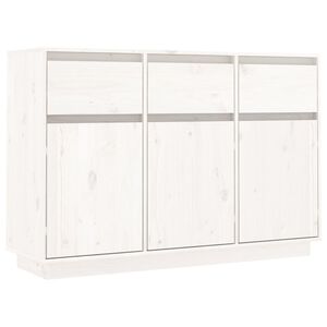 vidaXL Komoda bela 111x36x75 cm trdna borovina