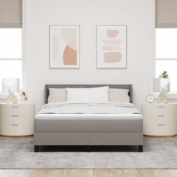 vidaXL Postelja z vzmetnico z vzmetnico Taupe 200 x 140 cm Poliester