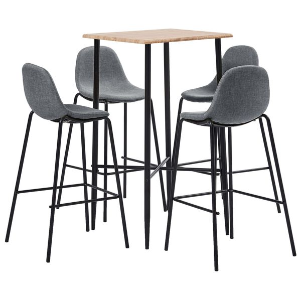 vidaXL Barska garnitura 5-delna blago svetlo siva