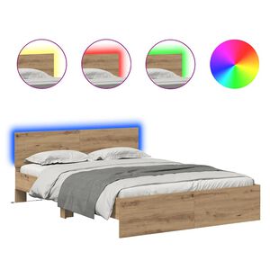 vidaXL Konstrukcija postelje Umetni hrast 120 x 190 cm Konstruiran les