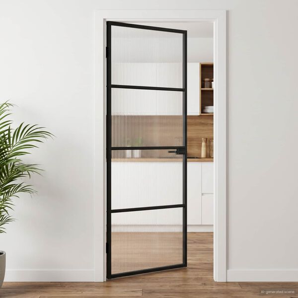 vidaXL Vhodna vrata 76 x 201,5 x 3,5 cm Aluminij in kaljeno steklo