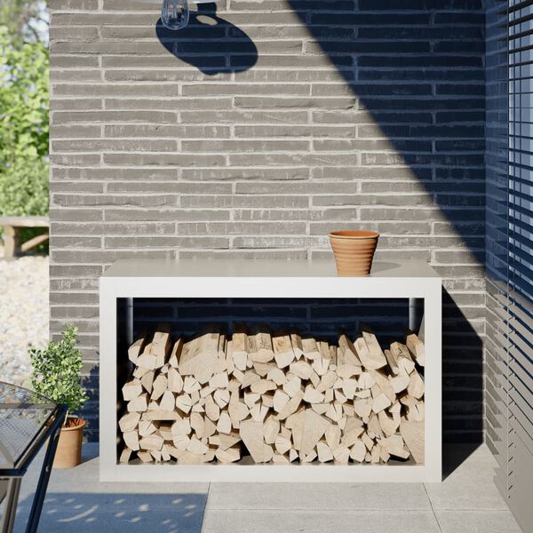 vidaXL Stojalo za drva belo 100x40x60 cm jeklo