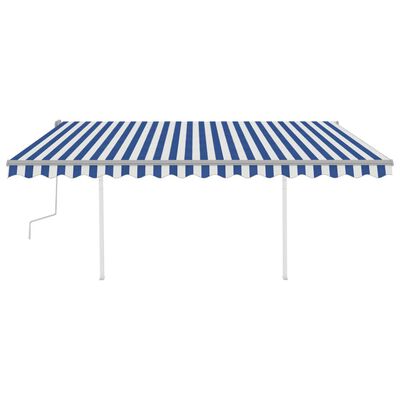 vidaXL Ročno zložljiva tenda s stebrički 4,5x3,5 m modra in bela