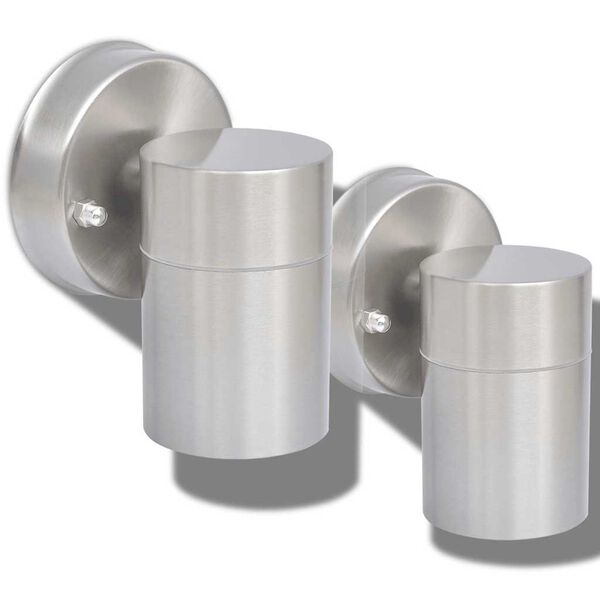 vidaXL Zunanja LED stenska svetilka 2 kosa nerjaveče jeklo sveti dol