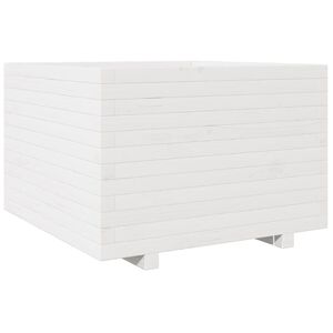 vidaXL Vrtno cvetlično korito belo 70x70x49,5 cm trdna borovina