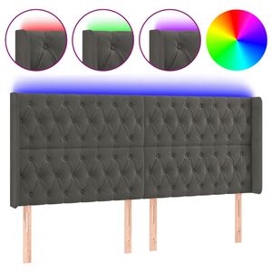 vidaXL LED posteljno vzglavje temno sivo 203x16x118/128 cm žamet