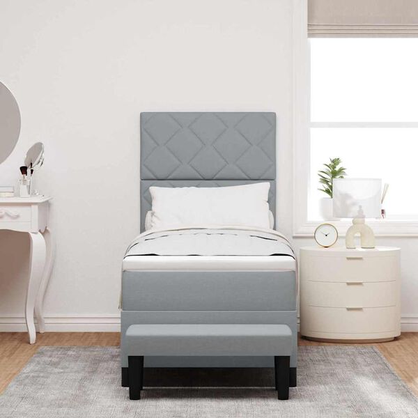 vidaXL Postelja z vzmetnico z vzmetnico Svetlo siva 80 x 200 cm blago