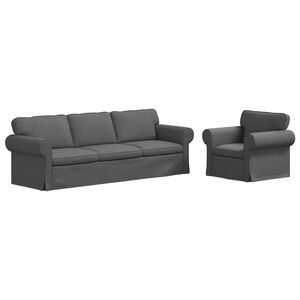 vidaXL Kavčna garnitura 2 kos Temno siva blago