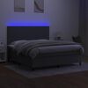 vidaXL Box spring postelja z vzmetnico LED temno siva 180x200 cm blago
