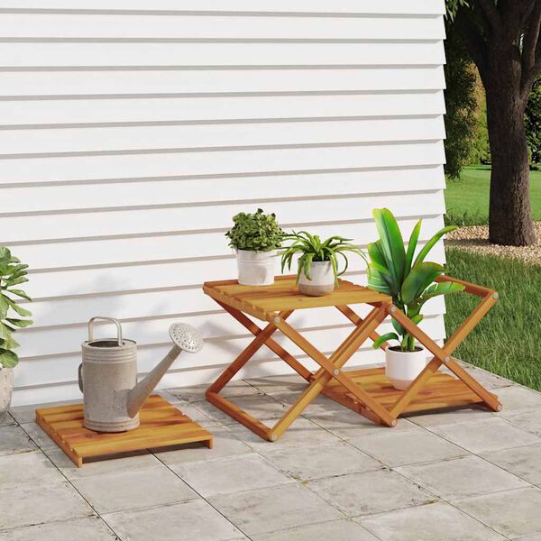 vidaXL Zložljiv regal 3-nadstropni rjav 43x31x63 cm trdna akacija