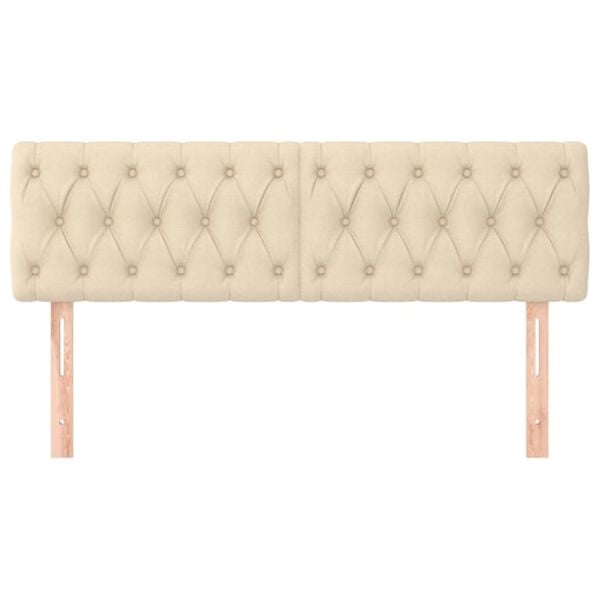 vidaXL Posteljno vzglavje krem 160x7x78/88 cm blago