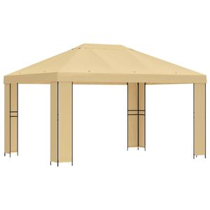 vidaXL Paviljon 4 &times; 3 m Krem Poliester in jeklo 190 gsm