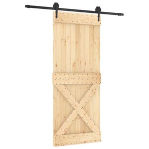 vidaXL Drsna vrata Naravna in črna 85 x 210 cm Masiven borov les