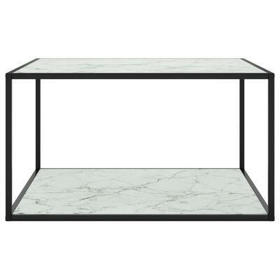 vidaXL Klubska mizica črna z belim marmornim steklom 90x90x50 cm