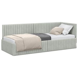 vidaXL Kotna postelja z vzglavjem Svetlo siva 80 cm x 200 cm Žamet