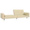 vidaXL Raztegljiv kavč dvosed z blazinama krem žamet