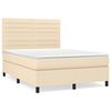 vidaXL Box spring postelja z vzmetnico krem 140x200 cm blago