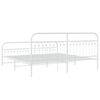 vidaXL Kovinski posteljni okvir z vzglavjem in vznožjem bel 193x203 cm