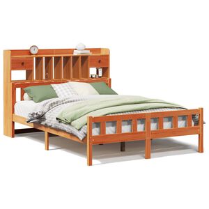 vidaXL Knjižna postelja brez vzmetnice vo&scaron;č. rjava 150x200 cm borovina