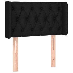 vidaXL Vzglavje z u&scaron;esi črno 83x16x78/88 cm blago
