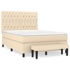 vidaXL Box spring postelja z vzmetnico krem 140x200 cm blago