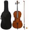 vidaXL Violončelo komplet s torbo in lokom iz naravne žime naravna 4/4