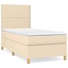 vidaXL Box spring postelja z vzmetnico krem 90x200 cm blago