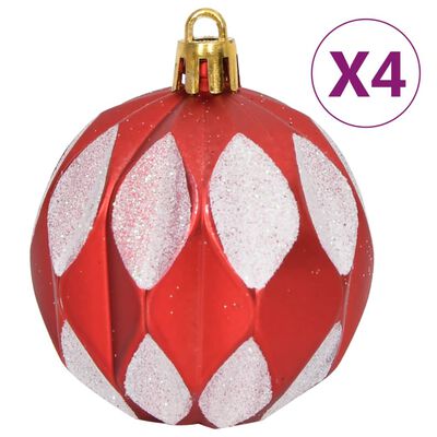 vidaXL Komplet novoletnih bučk 64 kosov rdeče in bele