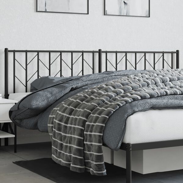 vidaXL Kovinsko posteljno vzglavje črno 200 cm