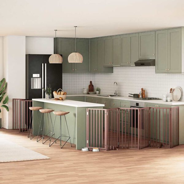 vidaXL Ograda za pse z vrati zložljiva 12 panelov rjava 600 cm les