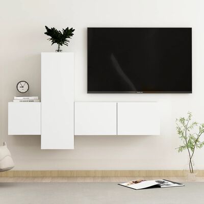 vidaXL Komplet TV omaric 3-delni bela iverna plošča