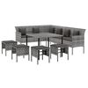 vidaXL Vrtna jedilna garnitura 6-delna z blazinami siv poli ratan